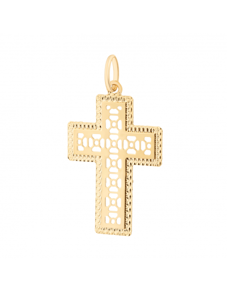 Krzyżyk złoty ażurowy diamentowany DEK169