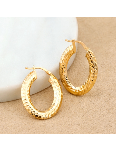 Kolczyki złote koła diamentowane owalne KKL317