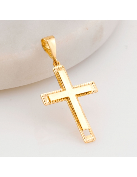 Krzyżyk złoty diamentowany na obrzeżu DEK255