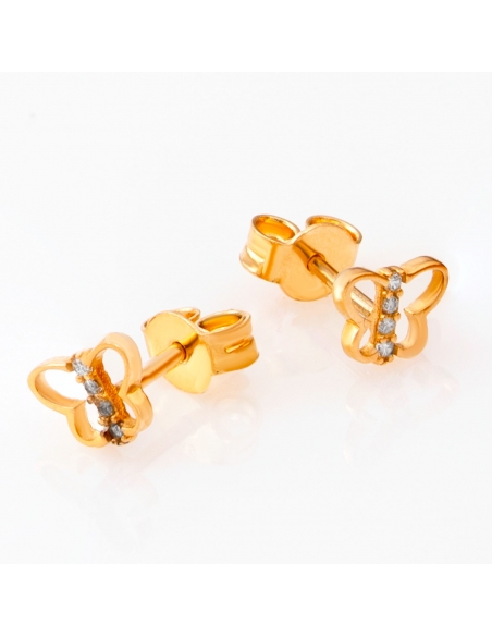 Kolczyki złote motylki  z cyrkoniami KNS1318