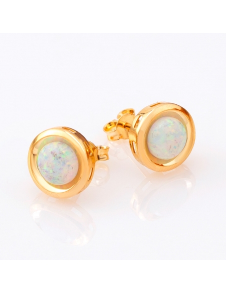 Kolczyki złote opal w gładkiej oprawie KNS1328