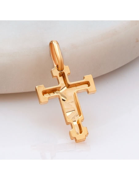 Krzyżyk złoty diamentowany bez Jezusa nowoczesny DEK315
